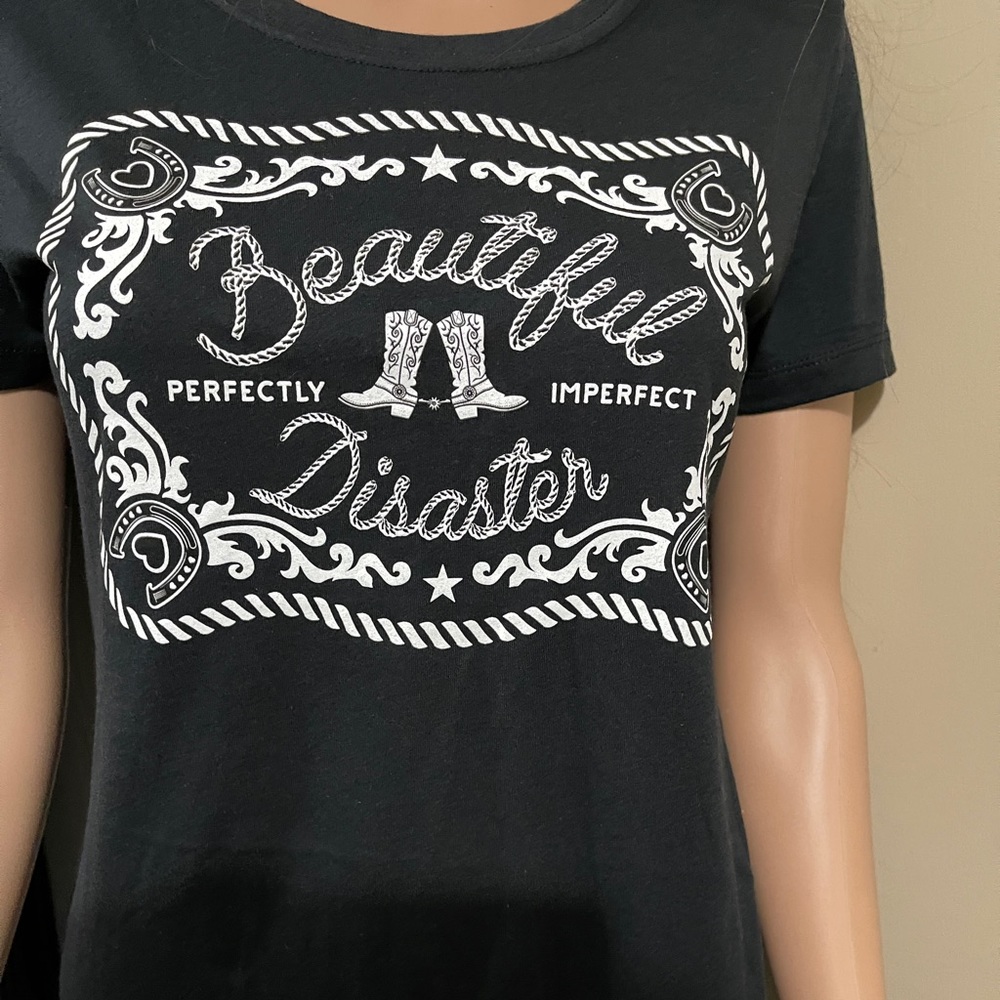 Brand new authentic Beautiful Disaster tee. Size L